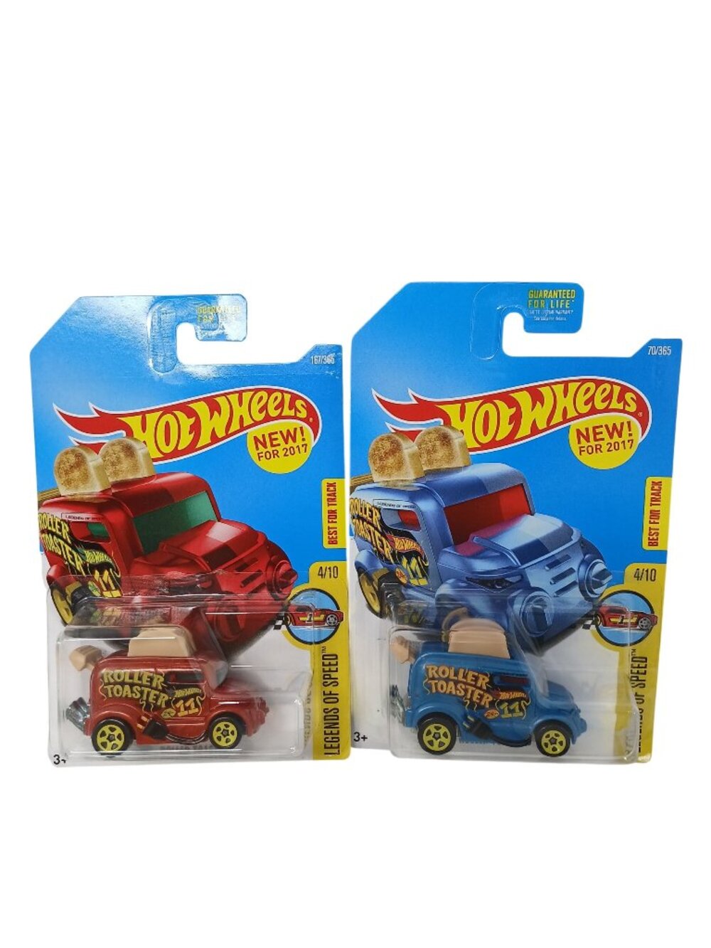 2 Hot Wheels Roller Toaster Red & Blue DieCast Cars Legends Of Speed New #D-33